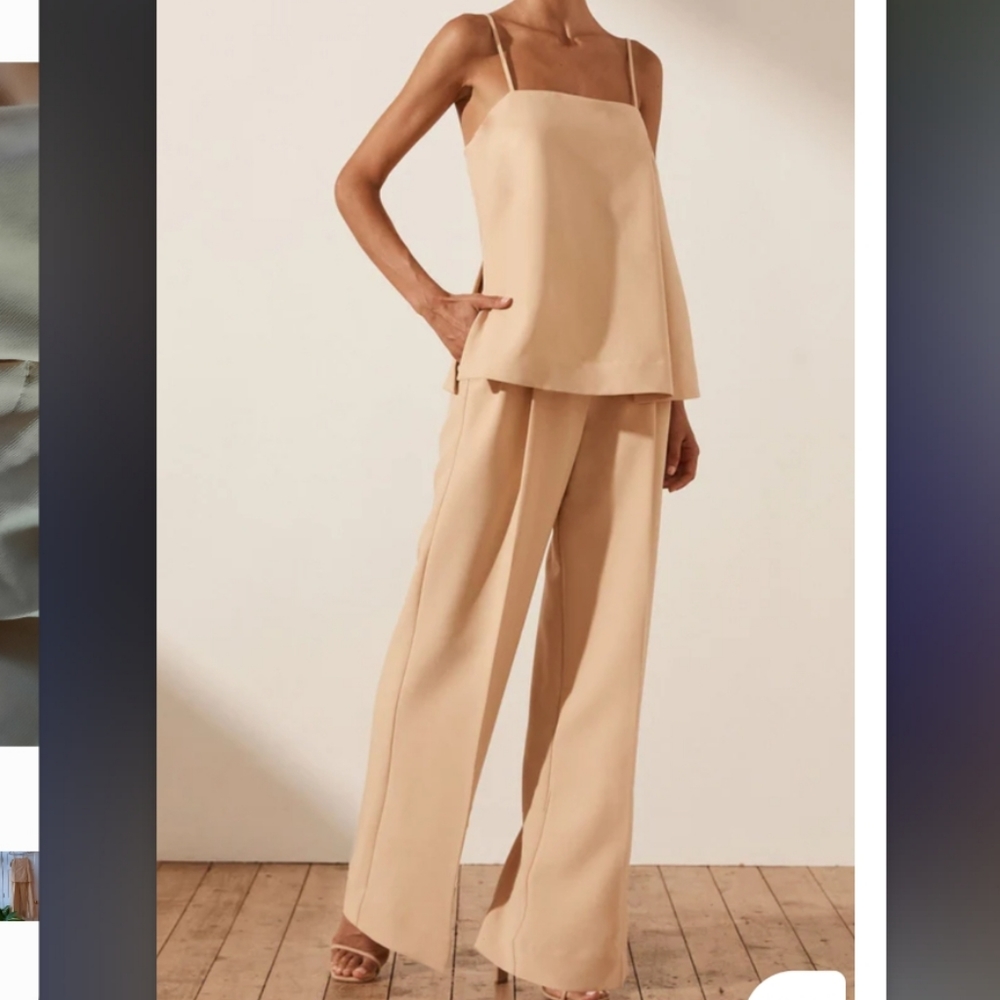NWT  Shona Joy PANTS SET AND IN PEANUT BUTTER